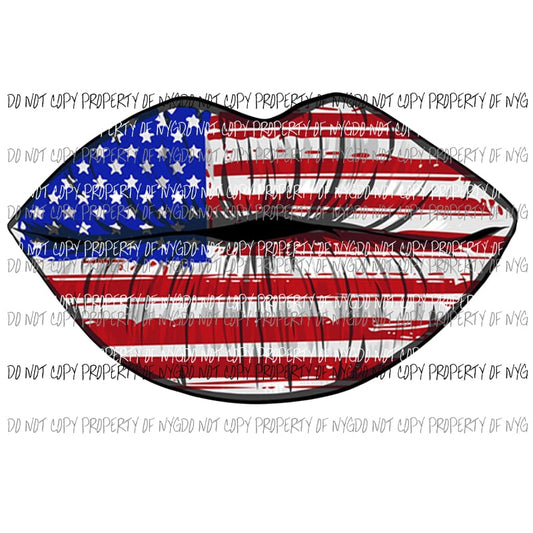 American Flag Lips #6 Sublimation transfers Heat Transfer