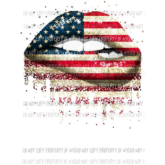 American Flag Lips Sublimation transfers Heat Transfer