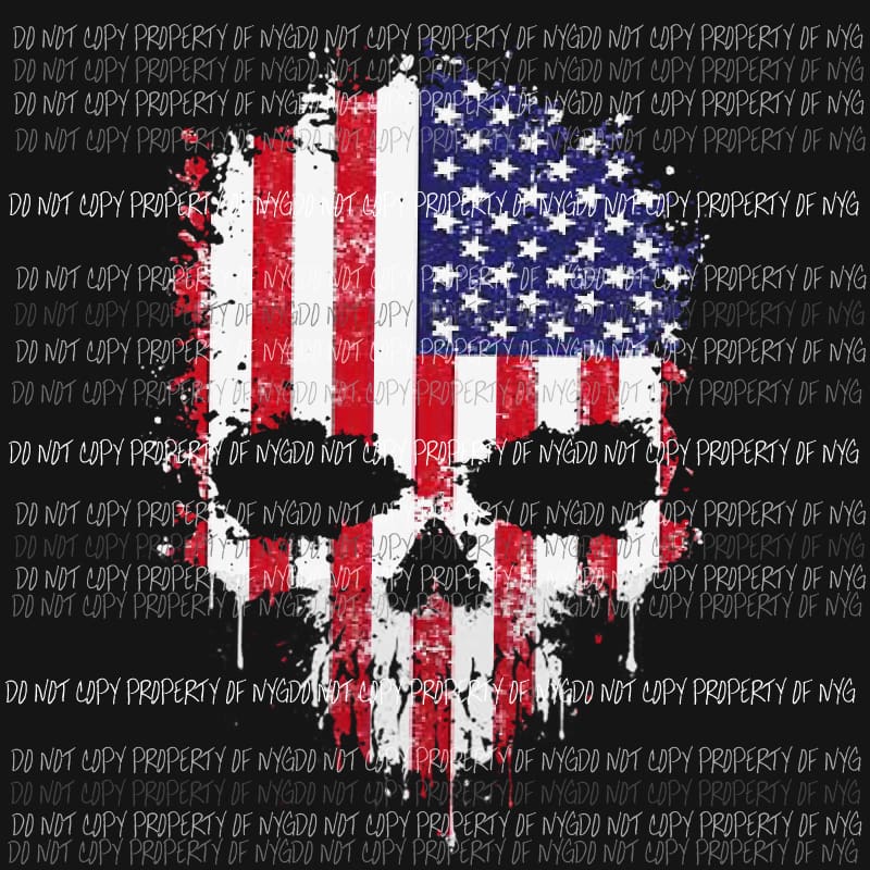 American Flag Skull Sublimation transfers Heat Transfer