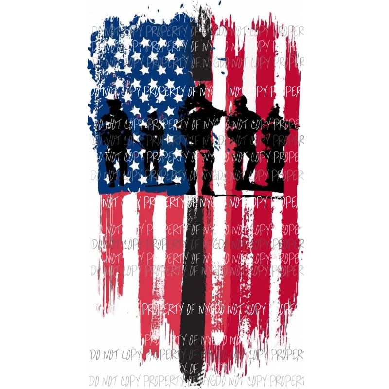 American Flag Soldiers silhouette grunge Sublimation transfers Heat Transfer