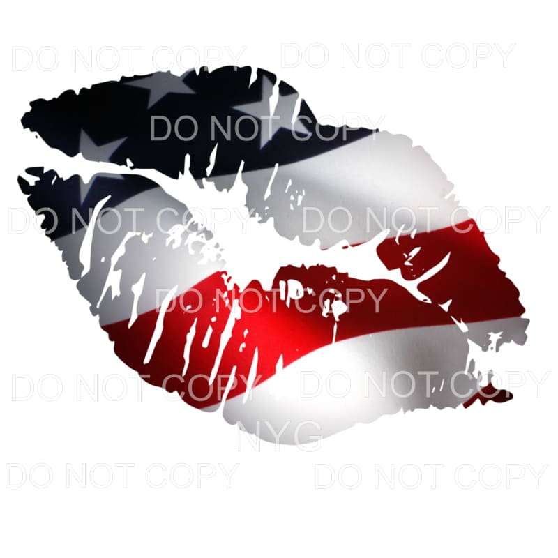 American Flag USA Lips Sublimation transfers - Heat Transfer