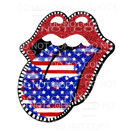 American Flag USA Red Glitter Lips Sublimation transfers - 