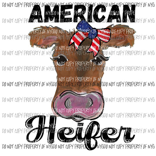 American Heifer Face #1 words Sublimation transfers Heat Transfer