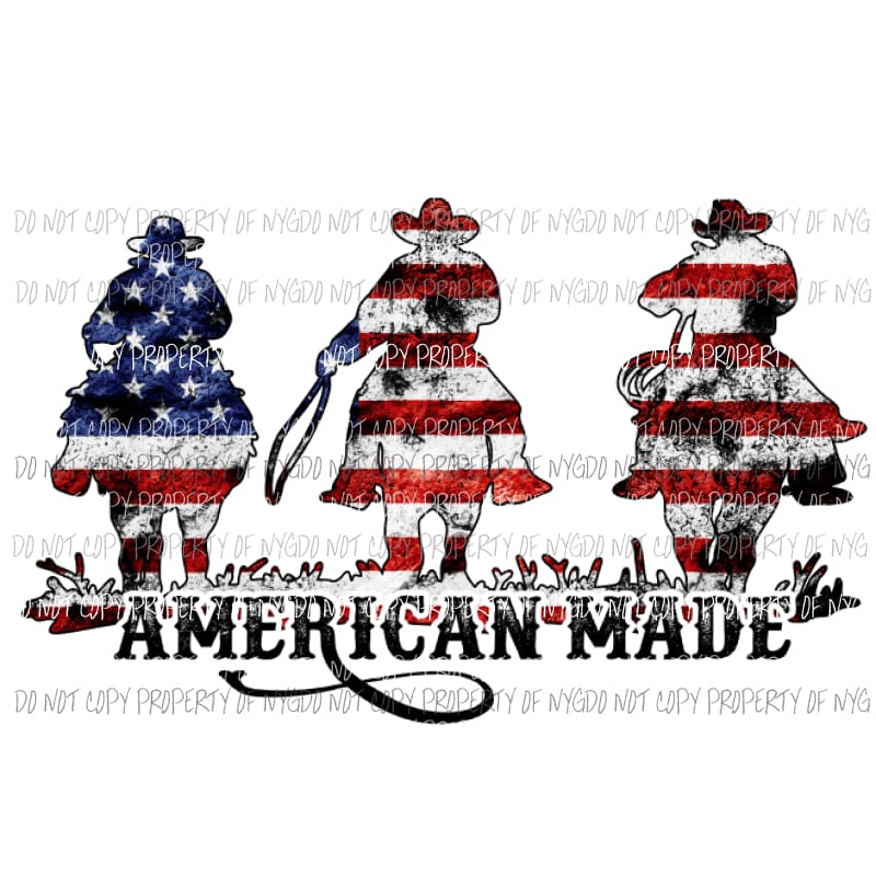American made cowboys USA flag Sublimation transfers Heat Transfer