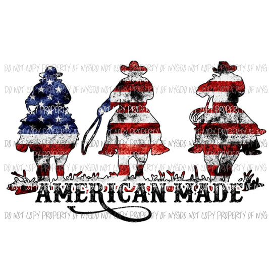 American made cowboys USA flag Sublimation transfers Heat Transfer