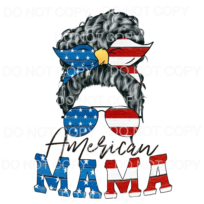 American Mama Curly USA Flag Sublimation transfers - Heat 
