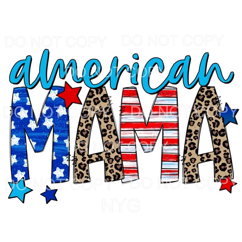 American Mama Flag Leopard Stars Stripes 4th of July USA 