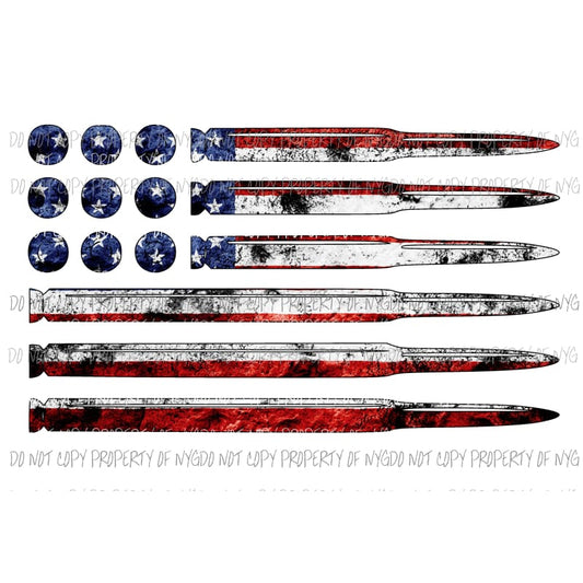 Ammo Flag #3 red white blue Sublimation transfers Heat Transfer