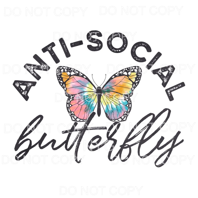 Anti Social Butterfly Tie Dye Sublimation transfers - Heat 