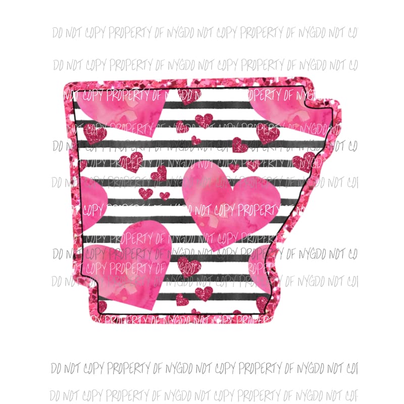 Arkansas pink heart black stripes Sublimation transfers Heat Transfer