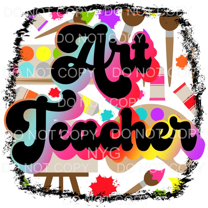 Art Teacher Retro Bright Colors Supplies #1656 Sublimation 