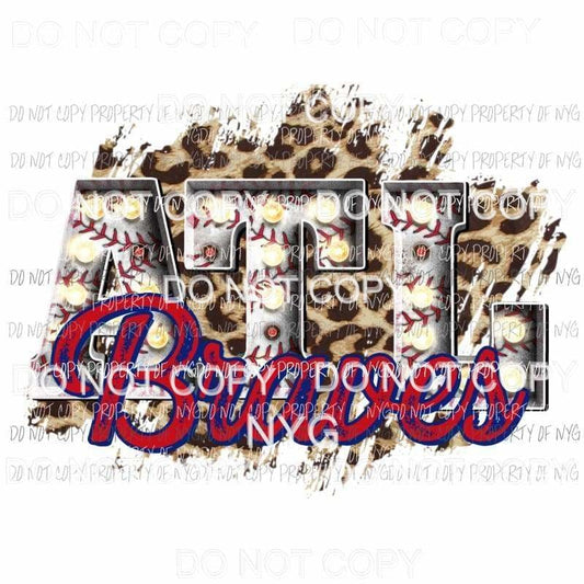 ATL Braves baseball marquee Atlanta leopard Sublimation transfers Heat Transfer