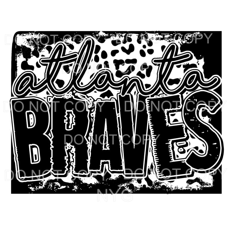 Atlanta Braves Baseball Black Leopard Sublimation transfers 