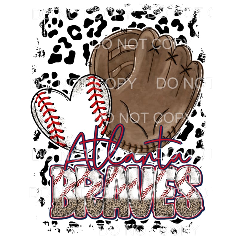 Atlanta Braves Baseball Heart Glove Leopard Background #1429
