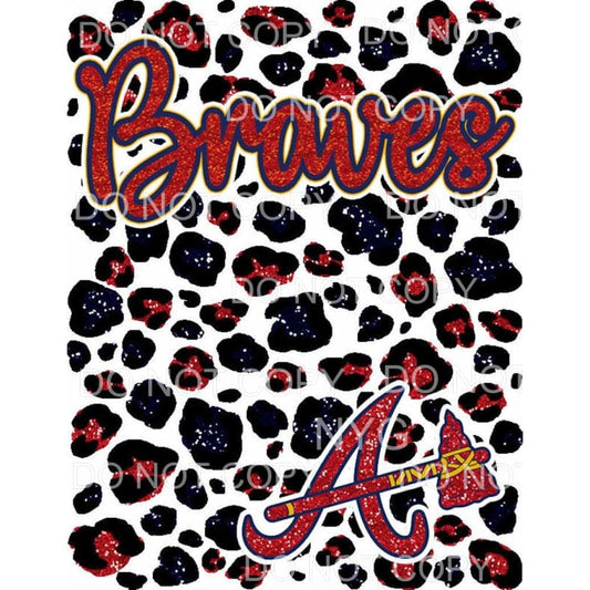 Atlanta Braves Baseball Red Blue Glitter Leopard Background 