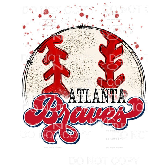 Atlanta Braves Red Blue Large Baseball Red Splatter #1430 