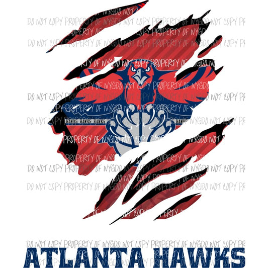 Atlanta Hawks ripped design Sublimation transfers Heat Transfer