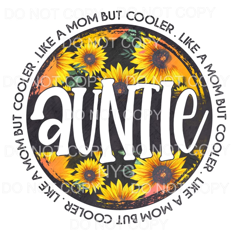 Auntie Sunflower Circle Sublimation transfers - Heat 