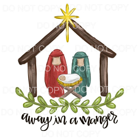 Away In A Manger Baby Jesus Red Green Brown #891 Sublimation