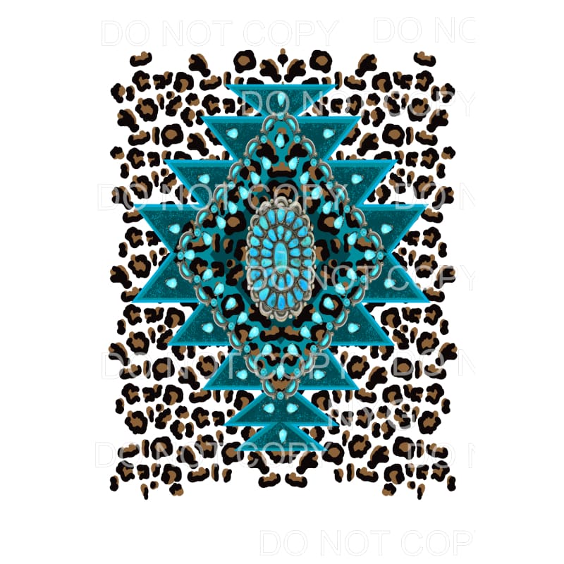 Aztec Leopard Turquoise Frame Sublimation transfers - Heat 