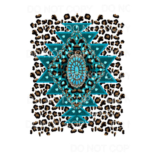 Aztec Leopard Turquoise Frame Sublimation transfers - Heat 