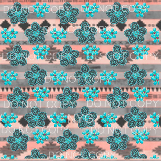 Aztec Turquoise Sheet Sublimation transfers - Heat Transfer