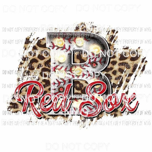 B Red Sox baseball marquee Boston leopard Sublimation transfers Heat Transfer