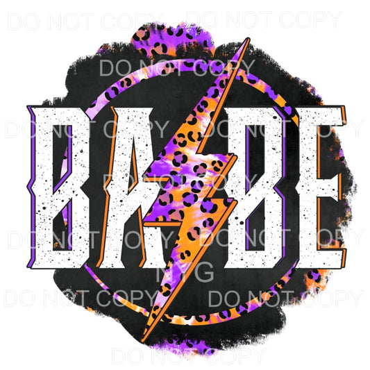 Babe Purple Orange Leopard Tie Dye Lightning Bolt Halloween 