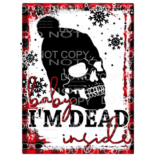 Baby I’m Dead Inside Skull Hat Snowflakes Red Buffalo Plaid 