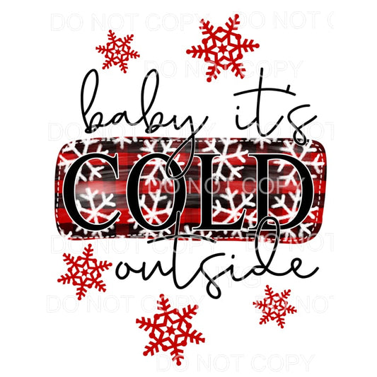 Baby It’s Cold Outside Red Plaid Snowflakes #1358 