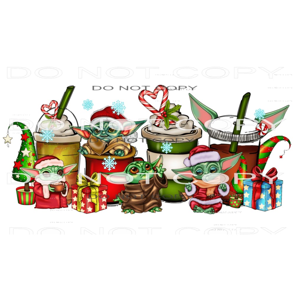 Baby Yoda Christmas Coffee Cups #7427 Sublimation transfers