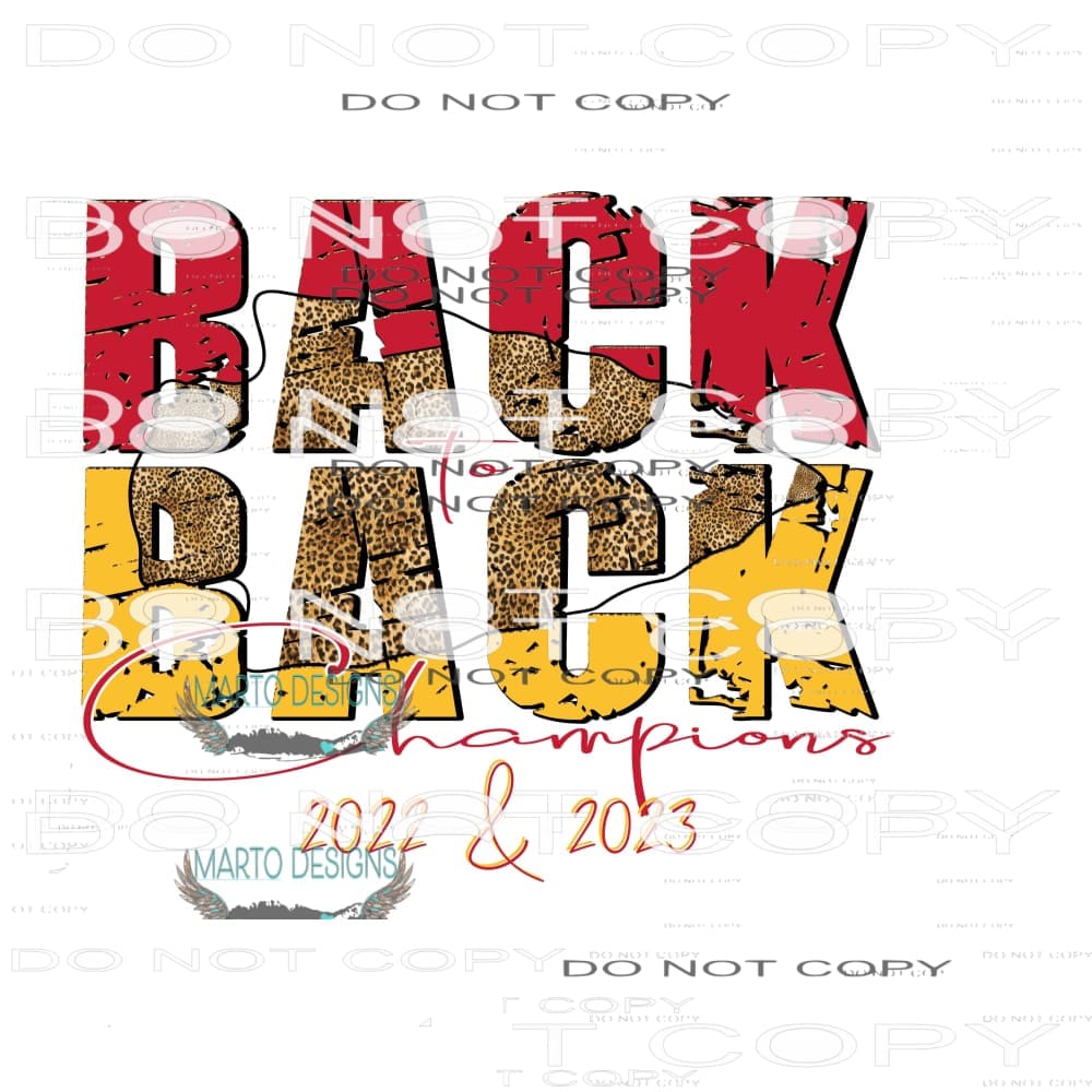 Back to Back Chiefs Superbowl 3 Sublimation transfers