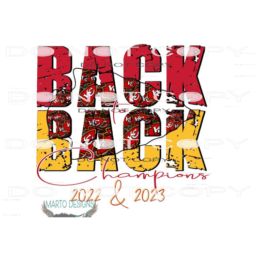 Back to Back Chiefs Superbowl 4 Sublimation transfers