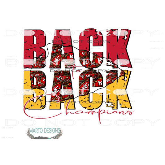 back to back Chiefs Superbowl 5 Sublimation transfers