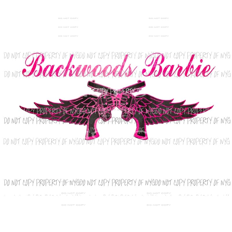 Backwoods Barbie guns with wings #2 black pink Sublimation transfers Heat Transfer
