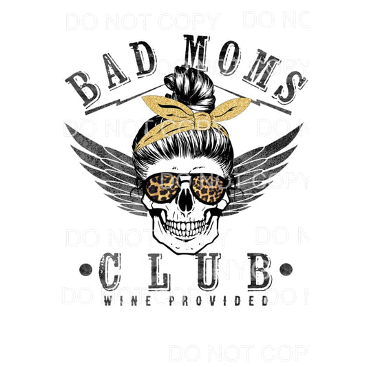 Bad Mom Club Wine Provided Leopard Glasses Sublimation 