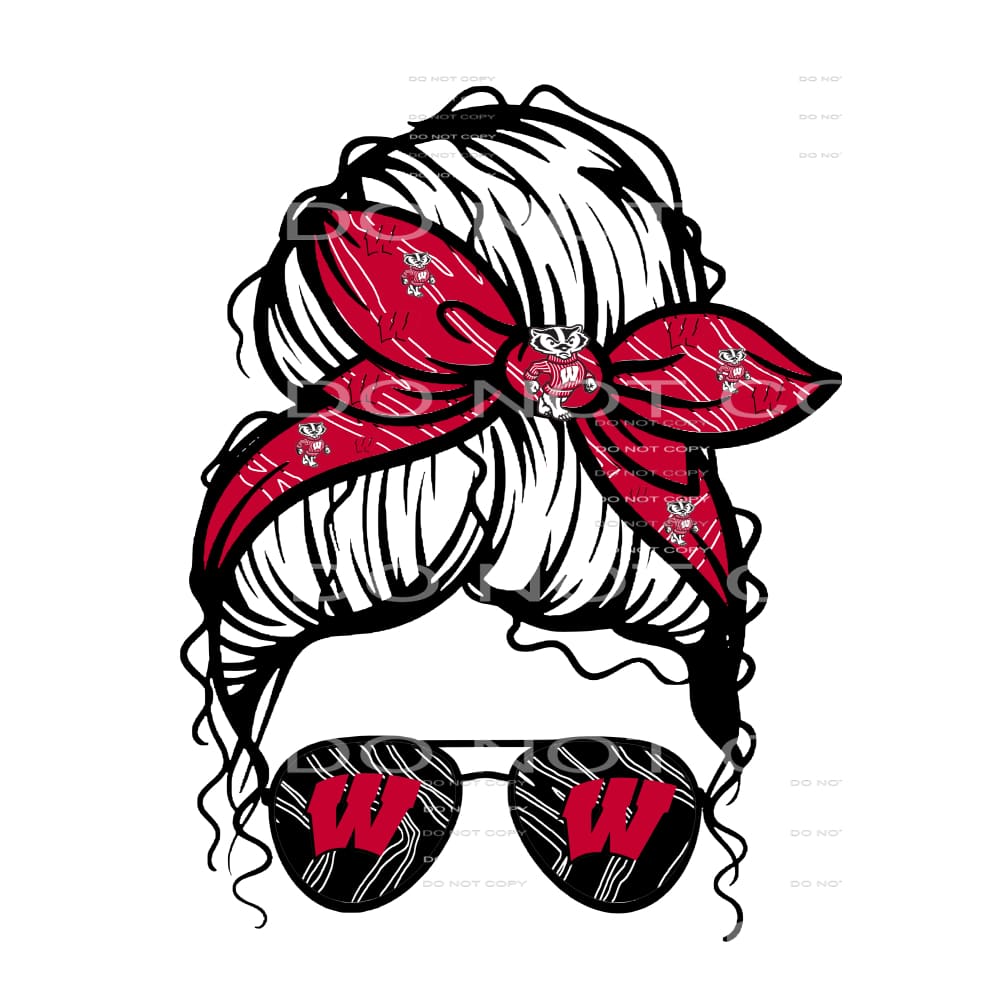 Badgers Messy Bun Sublimation transfers - Heat Transfer