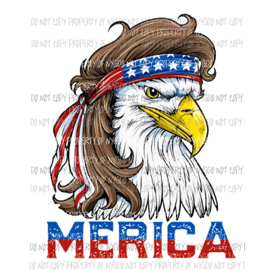Bald eagle not so bald Merica USA Sublimation transfers usa 4th of july america memorial labor day Heat Transfer