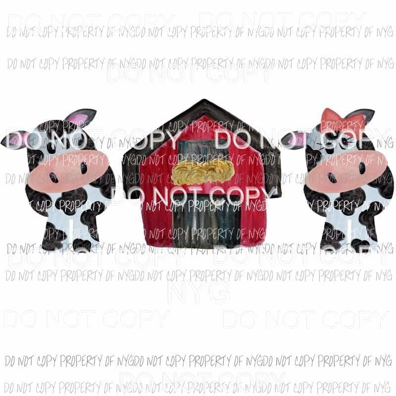 Barn Cow Trio farm Sublimation transfers Heat Transfer