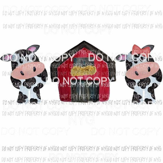 Barn Cow Trio farm Sublimation transfers Heat Transfer