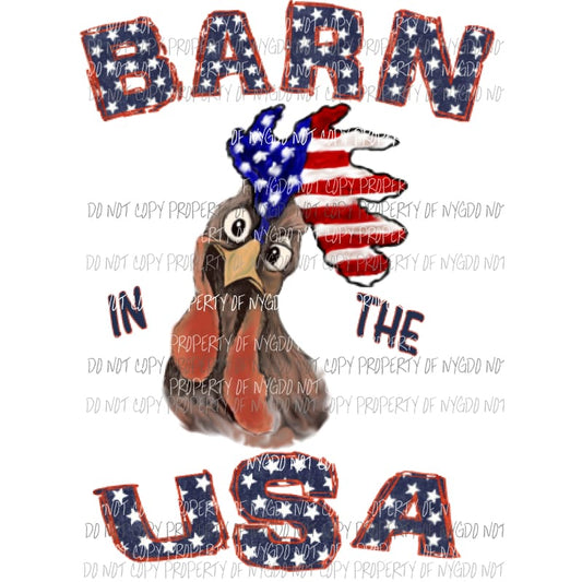 Barn in the USA Chicken Rooster Flag Sublimation transfers Heat Transfer