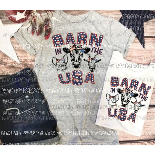 Barn in the USA cow pig goat Sublimation transfers Heat Transfer