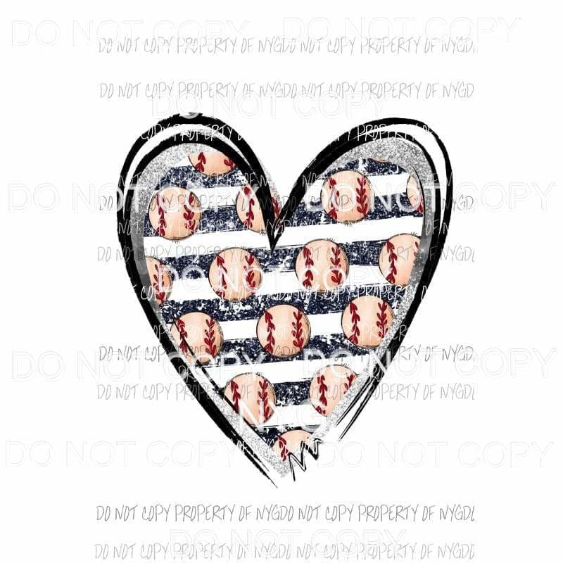 Baseball Heart Black Stripe Sublimation transfers Heat Transfer