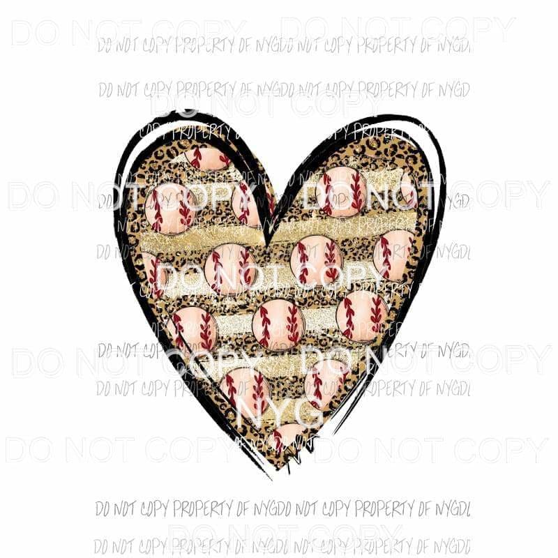 Baseball Heart leopard Sublimation transfers Heat Transfer