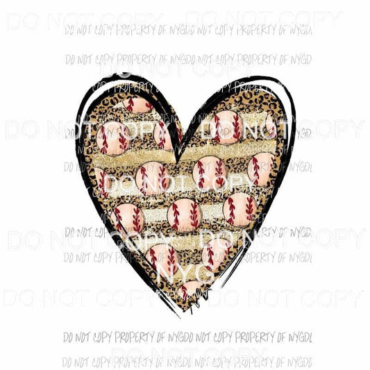 Baseball Heart leopard Sublimation transfers Heat Transfer