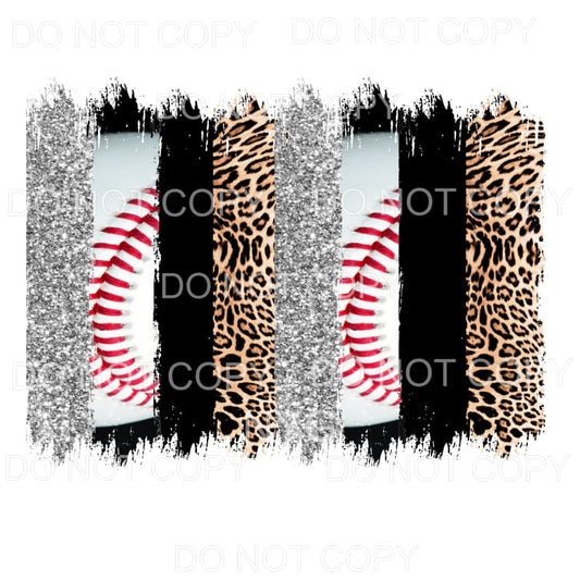 Baseball Leopard Black Silver Brushstrokes Sheet Sublimation