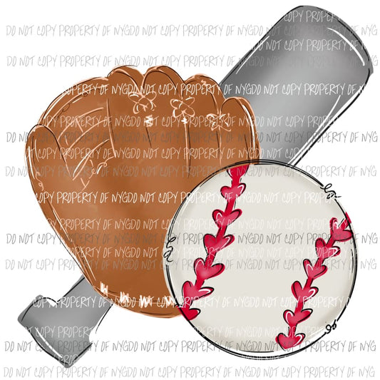 Baseball Mix ball glove bat Sublimation transfers Heat Transfer