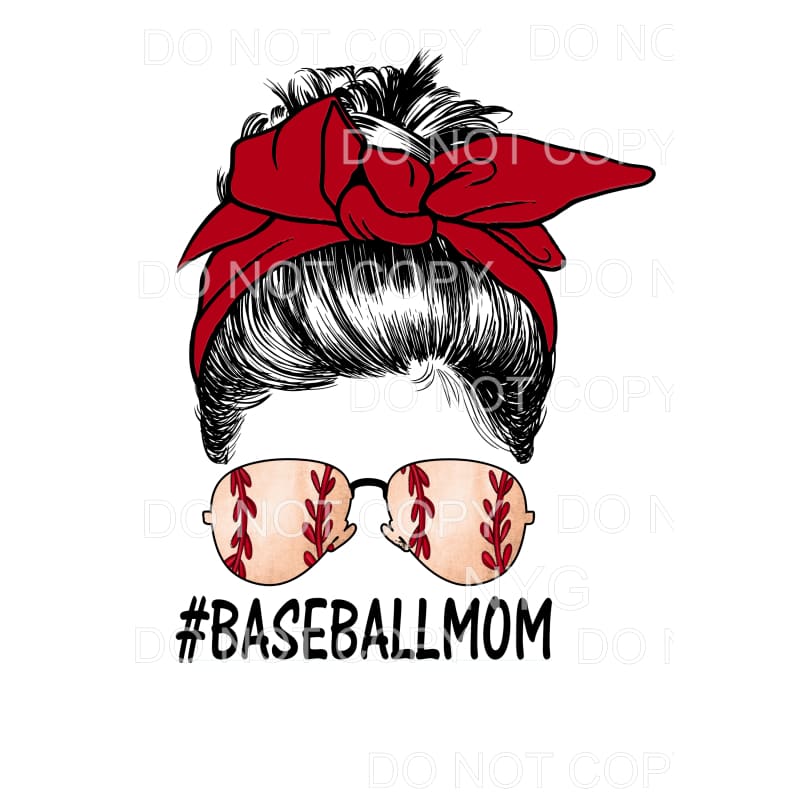 Baseball Mom Messy Bun # 1 Sublimation transfers - Heat 