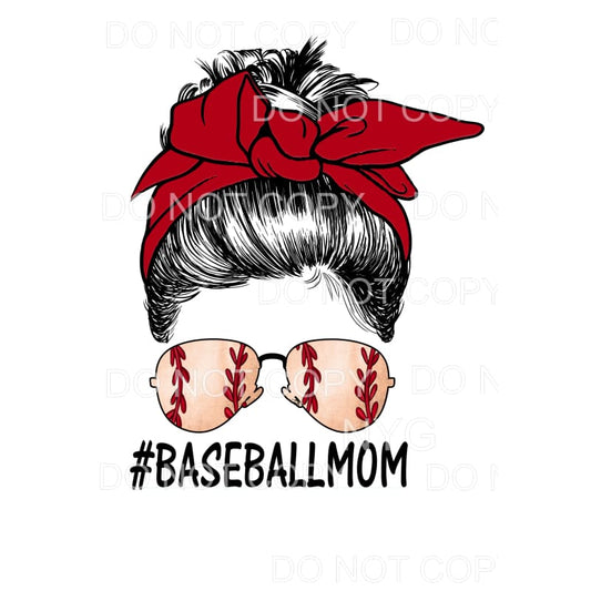 Baseball Mom Messy Bun # 1 Sublimation transfers - Heat 