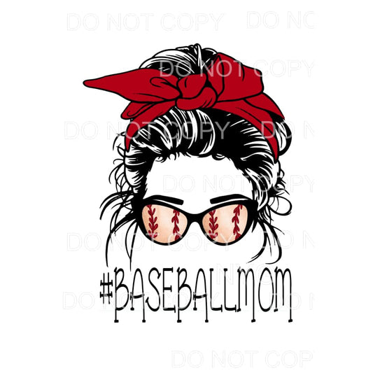 Baseball Mom Messy Bun # 2 Sublimation transfers - Heat 